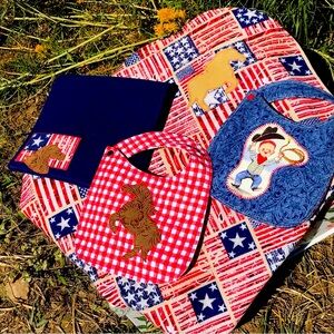 Adorable handmade cotton baby shower gift sets cowboy cowgirl western themed